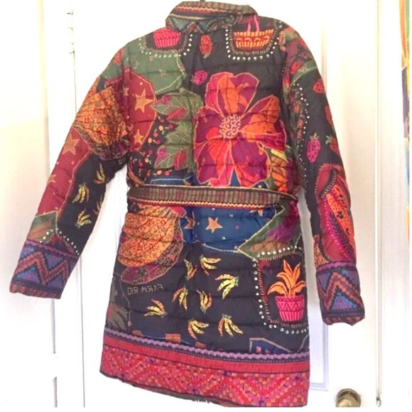 Farm Rio Crazy Mix Reversible Puffer Jacket Dopamine Tropical - Picture 10 of 13